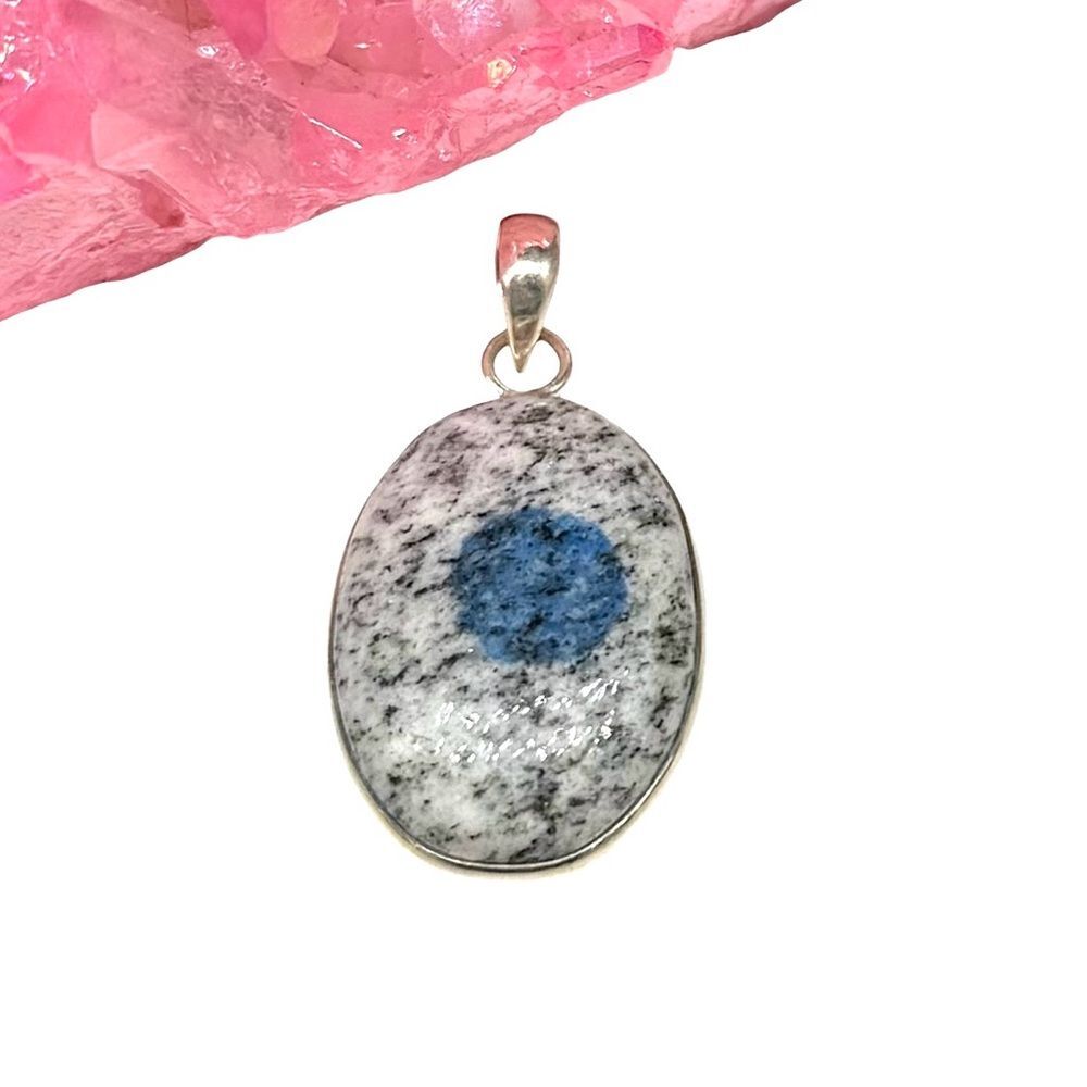 K2 Azurite in Granite Necklace Pendant Solid 925 Sterling Silver
